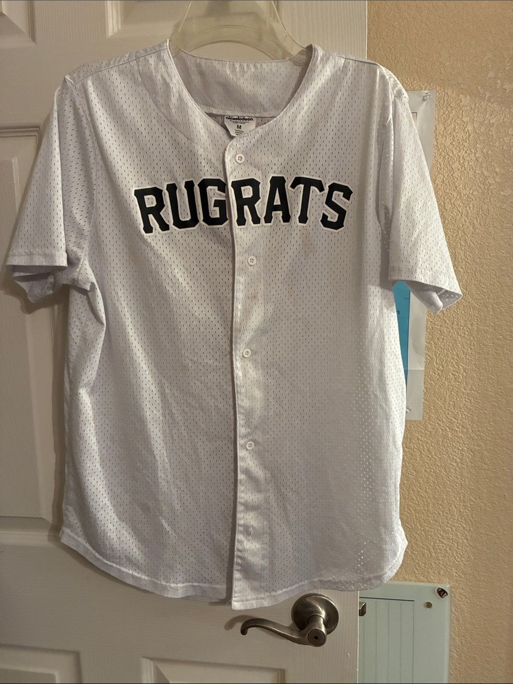 Nickelodeon White Rugrats Mesh Baseball Jersey with Black Lettering